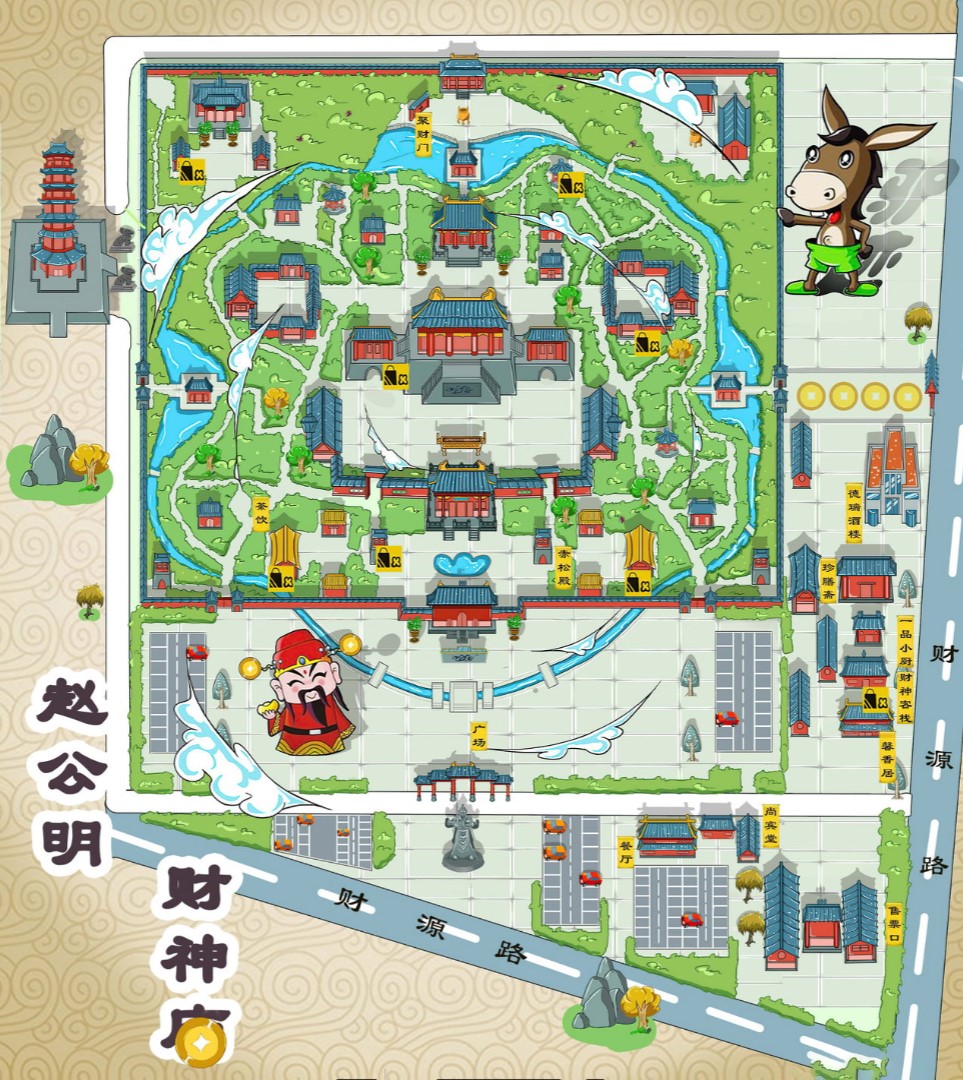 湖北寺庙类手绘地图